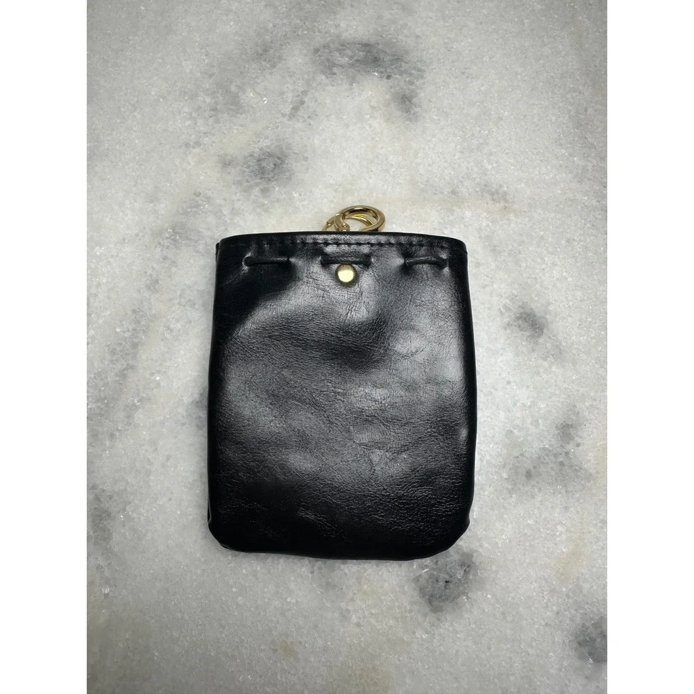 Black FauxLeather Drawstring Pouch Buffalo Nickel Concho Key Ring Belt Clip Bag
